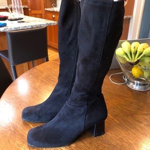 Freeport Studios Suede Knee High Boots in Black